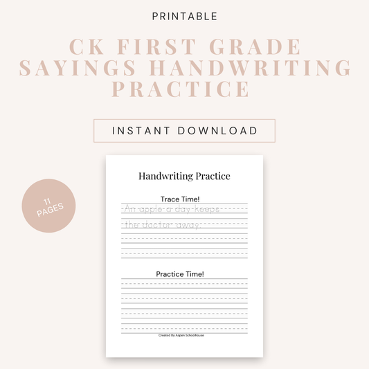 Core Knowledge First Grade Sayings Handwriting Practice Printable