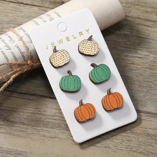 3-Pack Pumpkin Earring Set