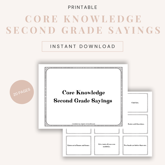 Core Knowledge Second Grade Sayings Printable