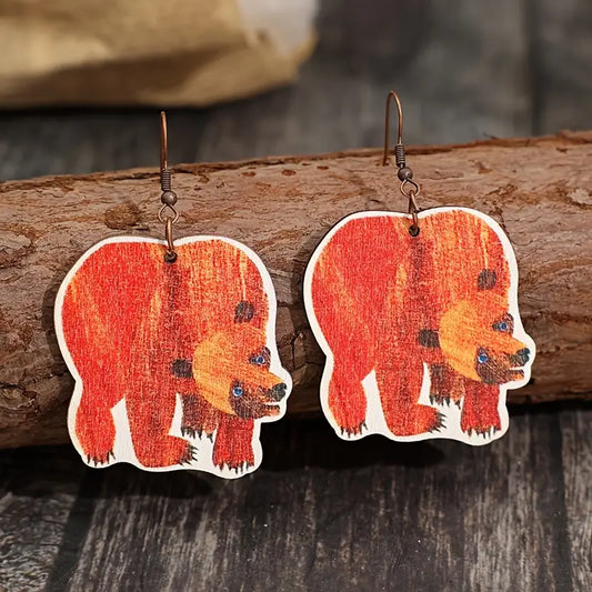 Brown Bear Dangle Earrings