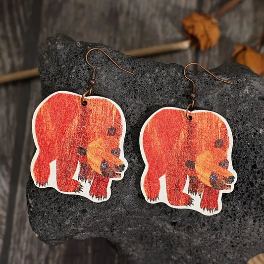 Brown Bear Dangle Earrings