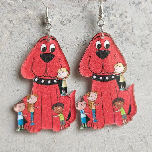 Big Red Dog & Kids Dangle Earrings