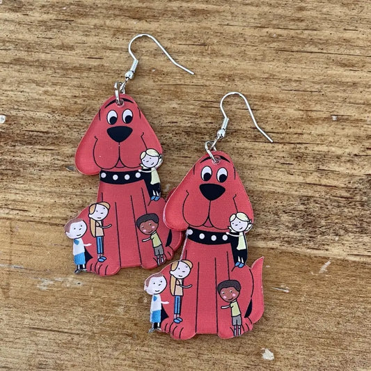 Big Red Dog & Kids Dangle Earrings