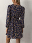 Chic Floral Long Sleeve Dress with Waist Detail and Wrap Neckline - XL Only