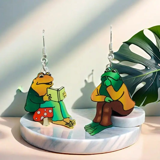 Sitting Frogs Dangle Earrings