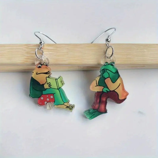 Sitting Frogs Dangle Earrings