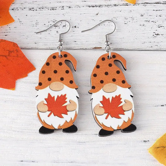 Gnome & Leaf Delight Dangle Earrings