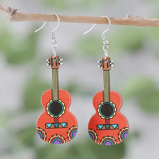 Day of the Dead Guitar Dangle Earrings