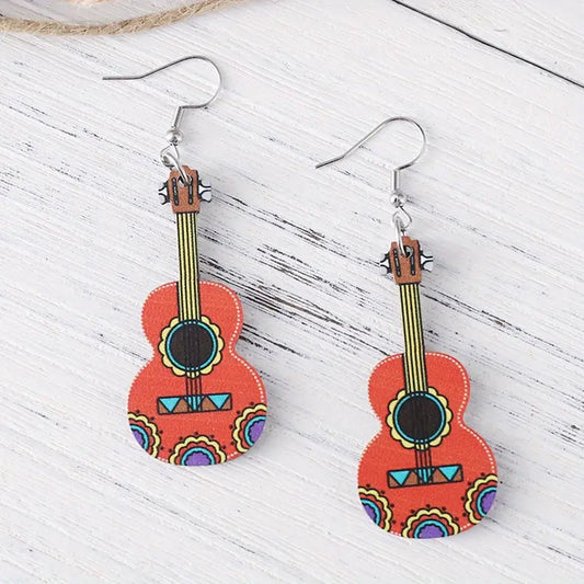 Day of the Dead Guitar Dangle Earrings