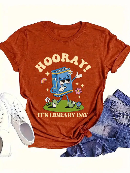 Terra Cotta Hooray - It's Library Day T-Shirt