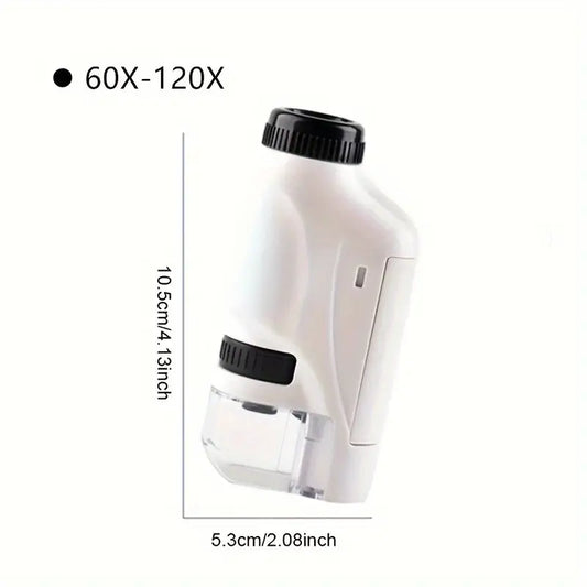 Handheld Microscope with LED Illumination - Up to 120X Magnification - Battery Operated