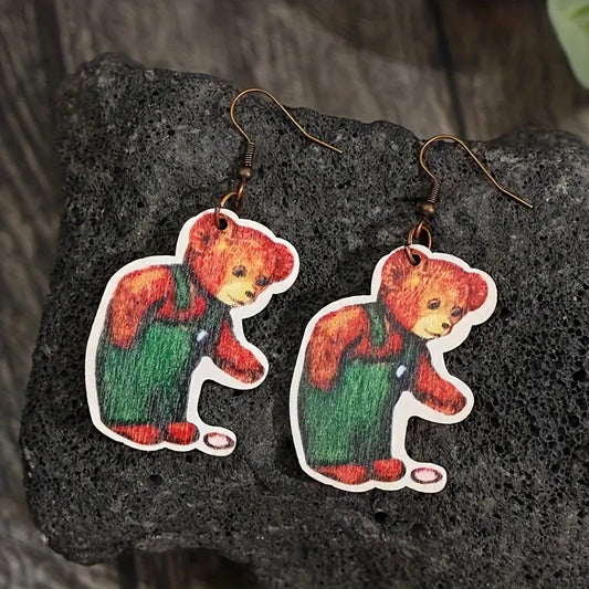 Nostalgic Brown Bear Dangle Earrings