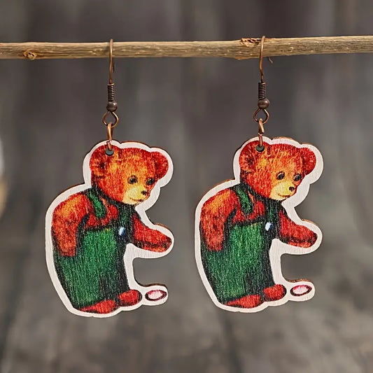 Nostalgic Brown Bear Dangle Earrings