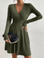 Olive Green Cozy Ribbed Dress