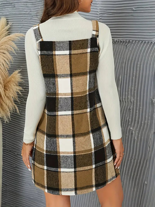 Tartan Chic Autumn Plaid Vest Dress