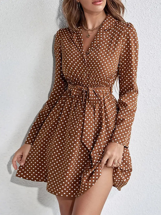 Caramel Fawn Polka Dot Dress