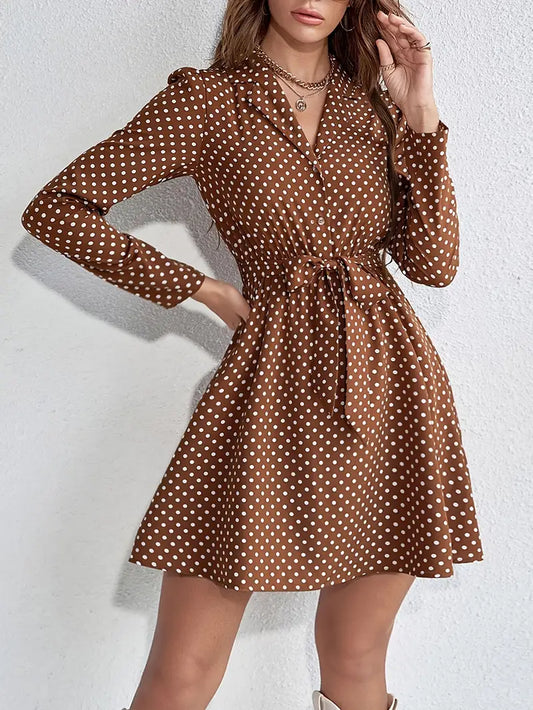 Caramel Fawn Polka Dot Dress